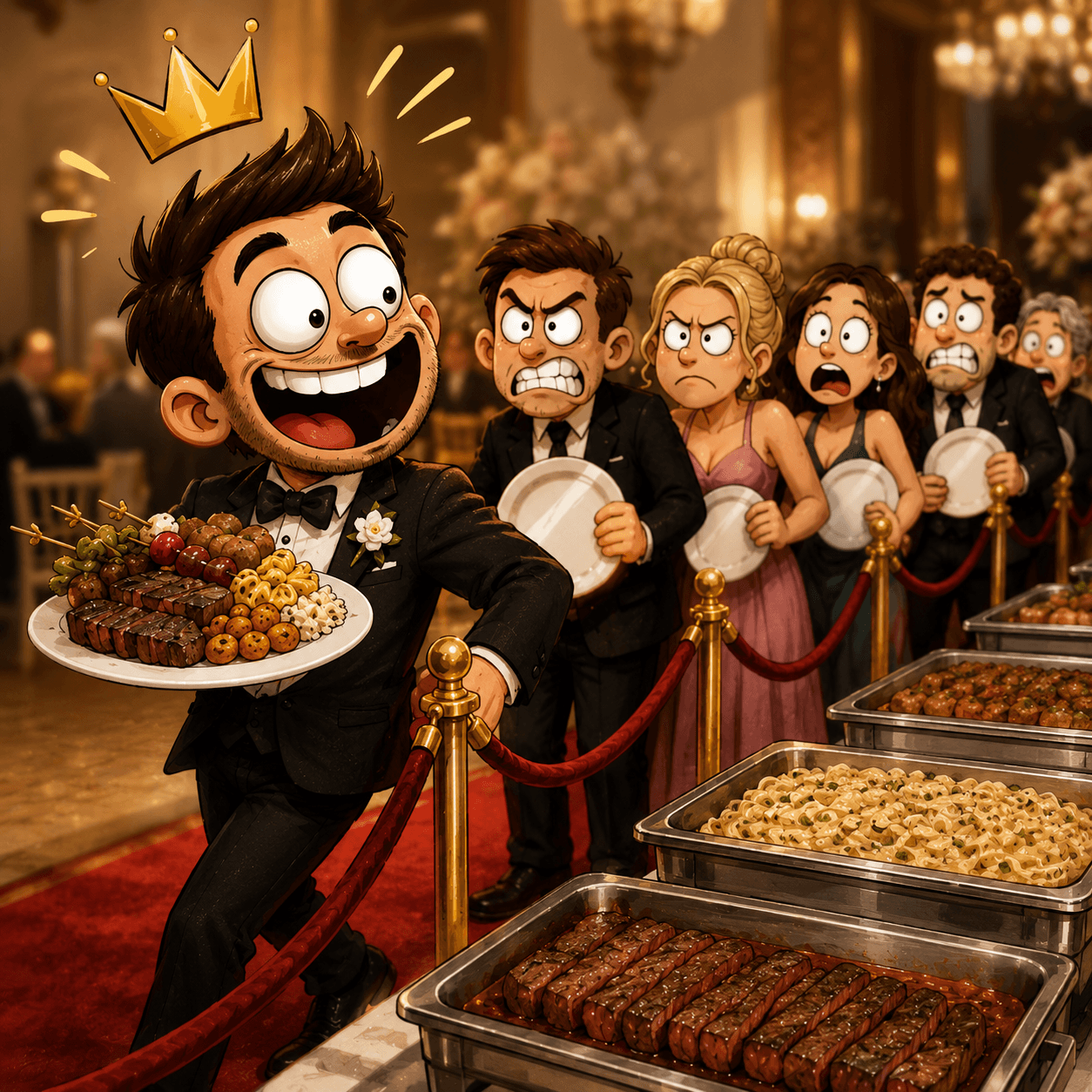 Primeiro Lugar na Fila do Buffet